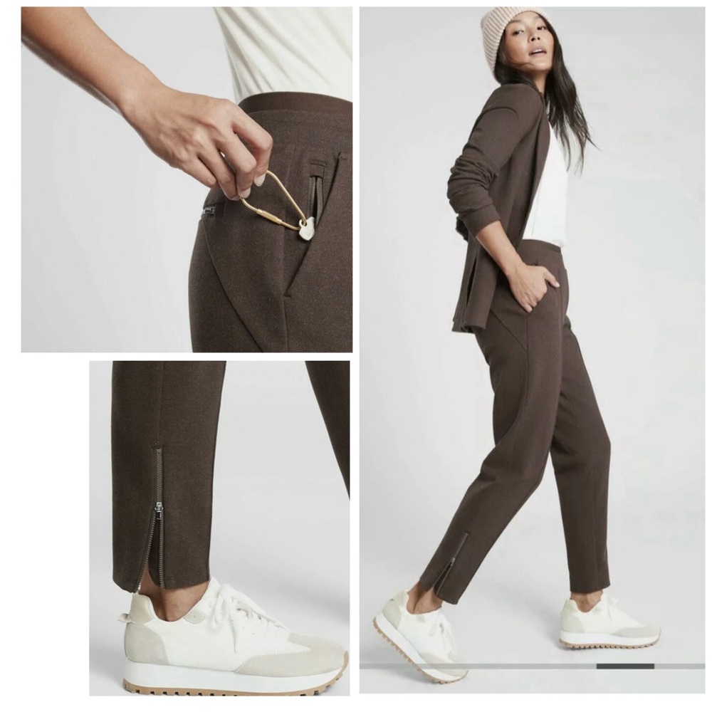 NEW- Athleta Venice Heathered‎ Pintuck Pant, Dark Brown